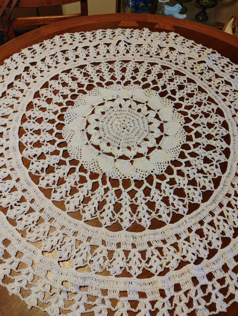 Vintage White Crochet Tablecloth